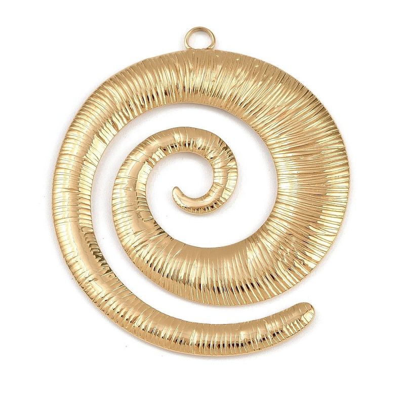 Stainless Steel Gold Spiral Pendant, 48x42x2mm