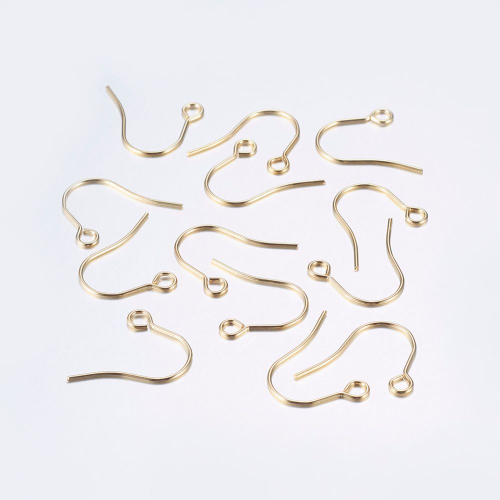 50 x Stainless Steel Ear Hooks in Gold, 18x15mm