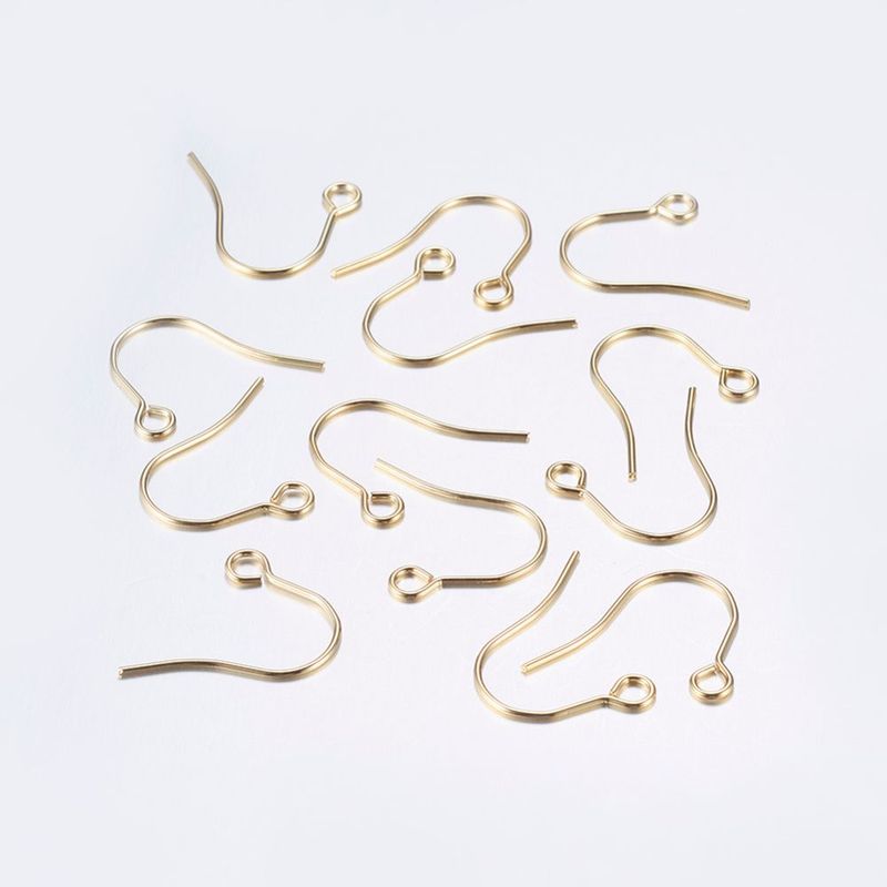 50 x Stainless Steel Ear Hooks in Gold, 18x15mm