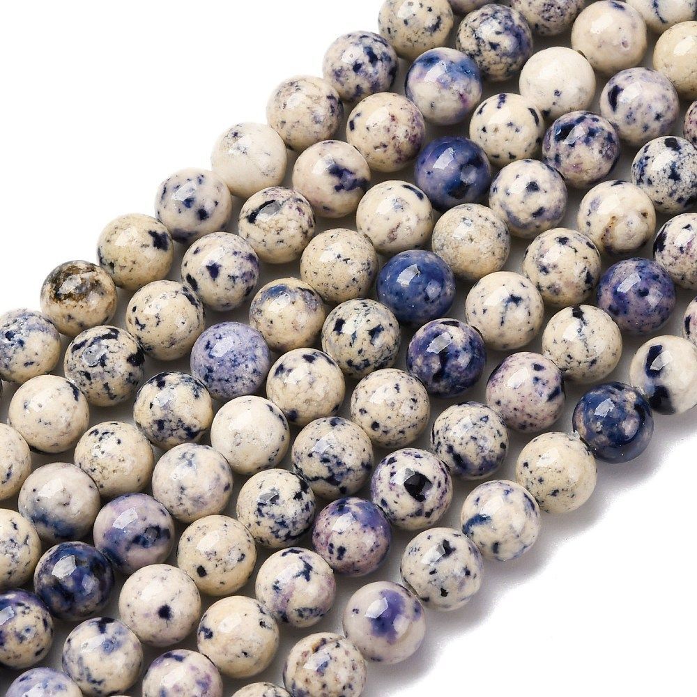 Natural Dyed Marble, Blue Mix, 6mm, 1 Strand
