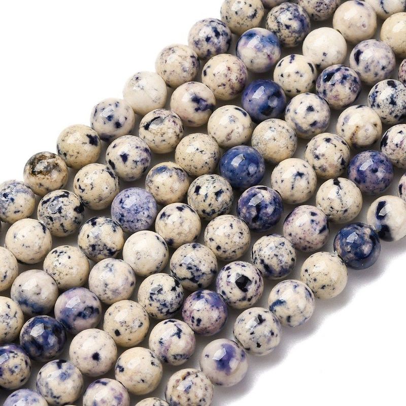 Natural Dyed Marble, Blue Mix, 6mm, 1 Strand