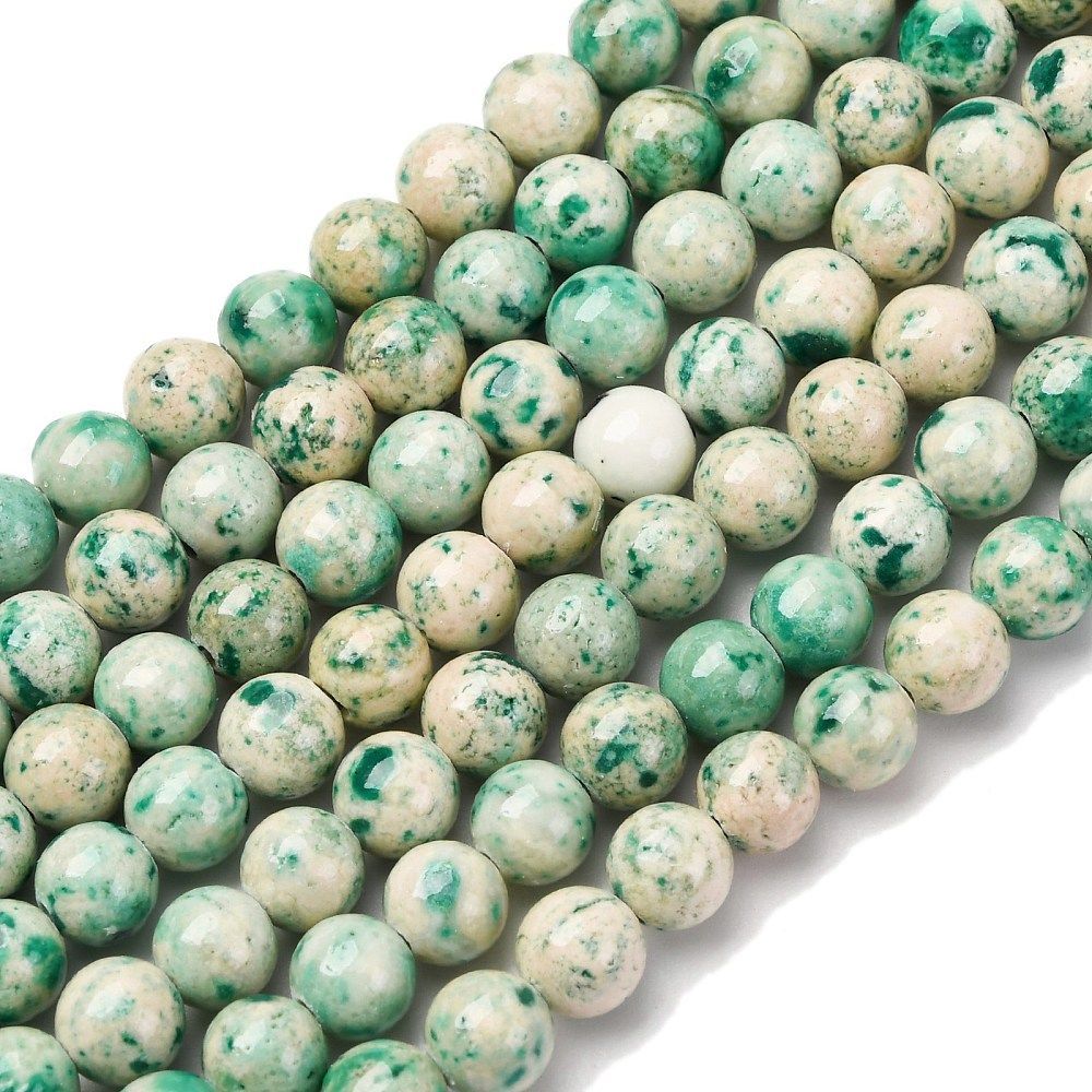 Natural Dyed Marble, Green Mix, 6mm, 1 Strand