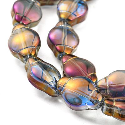 Electroplated Glass Beads, Rainbow Plated, 12x9x5mm