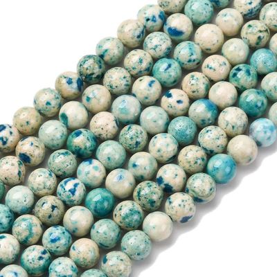 Natural Dyed Marble, Turquoise Mix, 6mm, 1 Strand