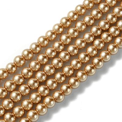 6mm Glass Pearls in Gold, 1 Strand