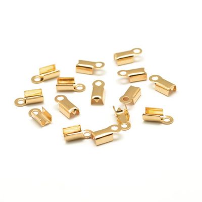 50 x Gold Plated Cord Ends / Crimp Ends, Bigger Size, 8x4mm
