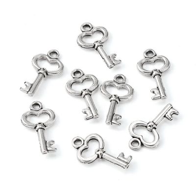 Antique Silver Key Charm, 15mm