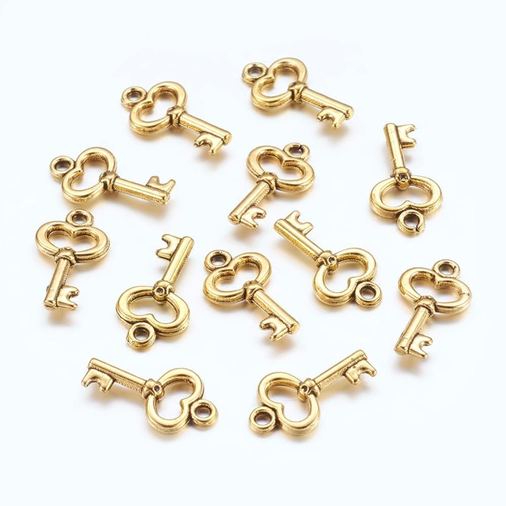 Antique Gold Key Charm, 15mm