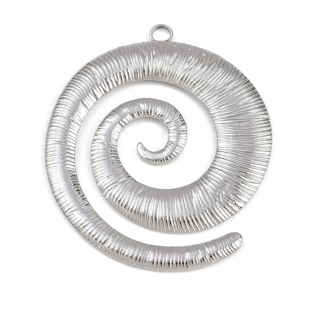 Stainless Steel Spiral Pendant, 48x42x2mm