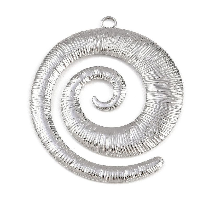 Stainless Steel Spiral Pendant, 48x42x2mm