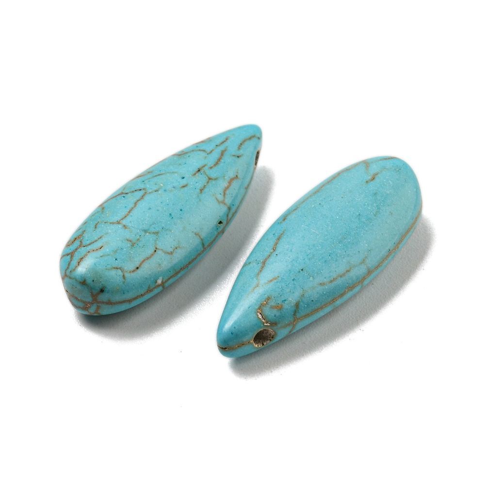 10 x Turquoise Howlite Top Drilled Teardrops, 24x10x5mm