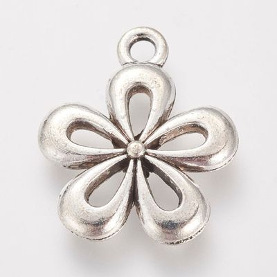 Antique Silver Flower Charm, 18x12x2mm