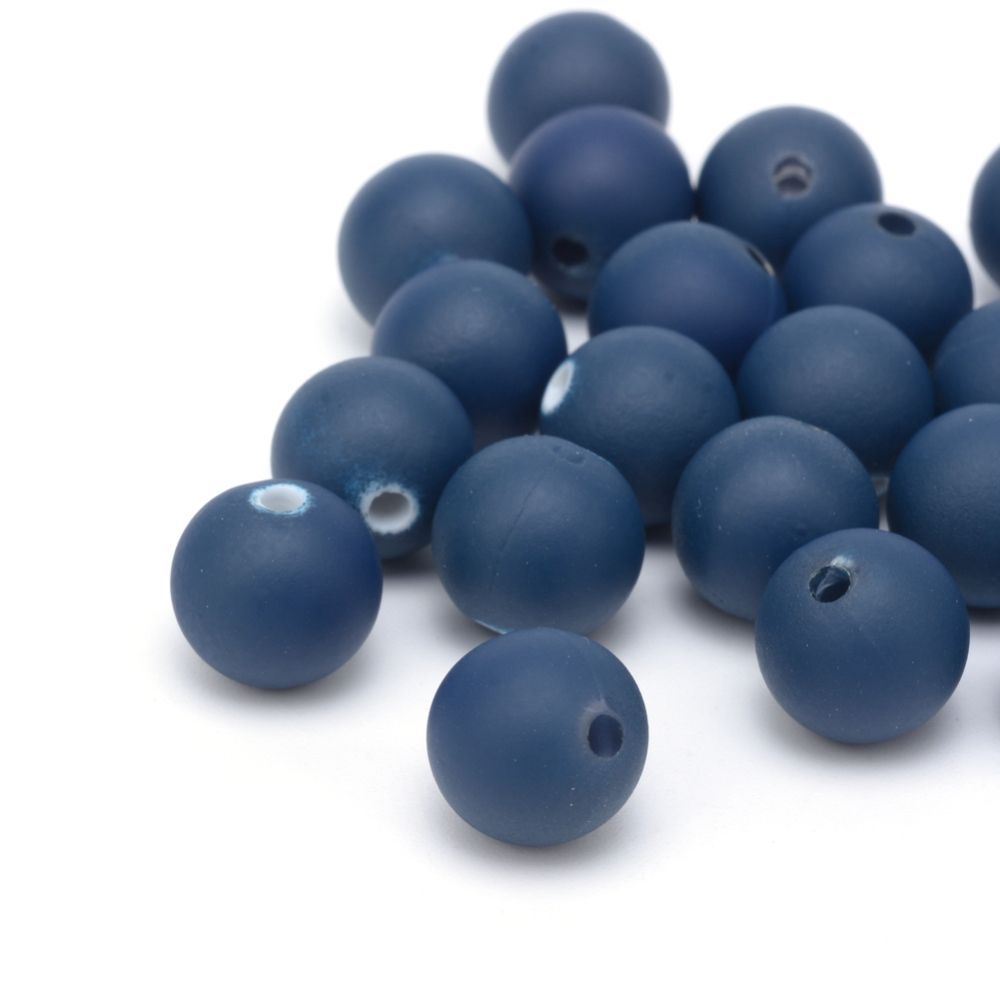30 x 10mm Rubberized Acrylic Beads, Prussian Blue