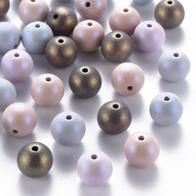 30 x 10mm Pearlised Painted Acrylic Beads