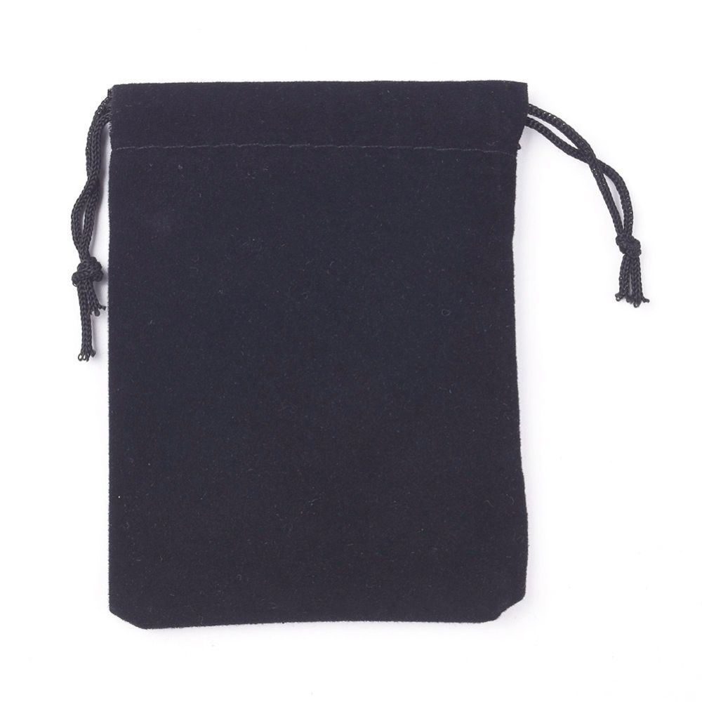 10 x 9x7cm Velveteen Drawstring Pouches in Black