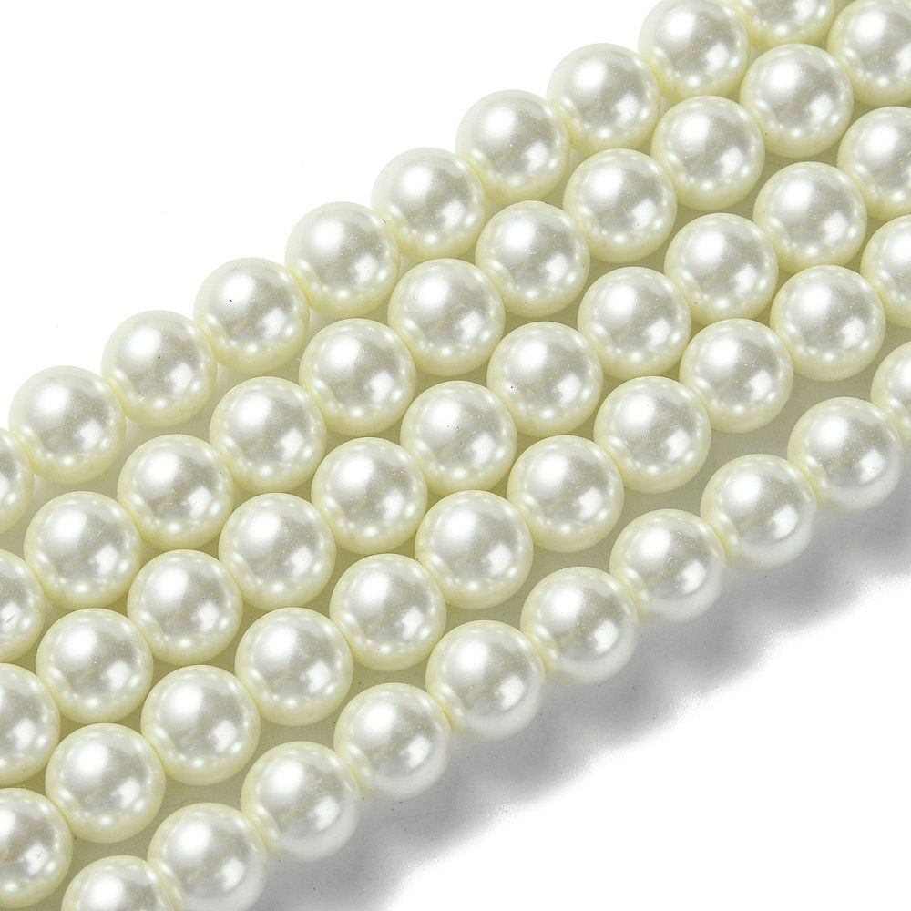 8mm Glass Pearls in Ivory, 1 Strand