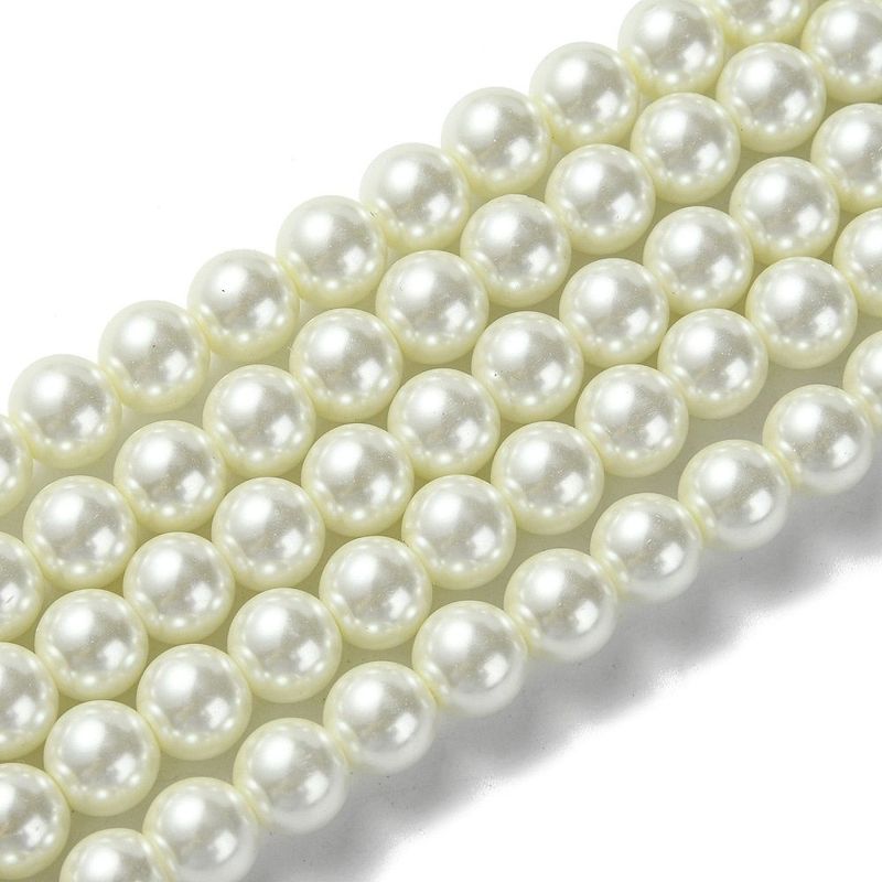 8mm Glass Pearls in Ivory, 1 Strand