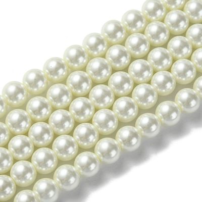 8mm Glass Pearls in Ivory, 1 Strand