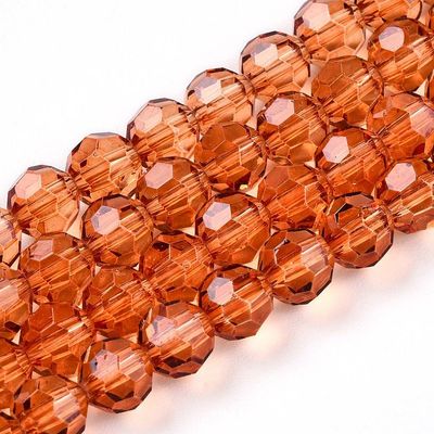 6mm Faceted Glass Beads in Burnt Orange, 1 Strand 6mm Faceted Glass Beads in Burnt Orange, 1 Strand
