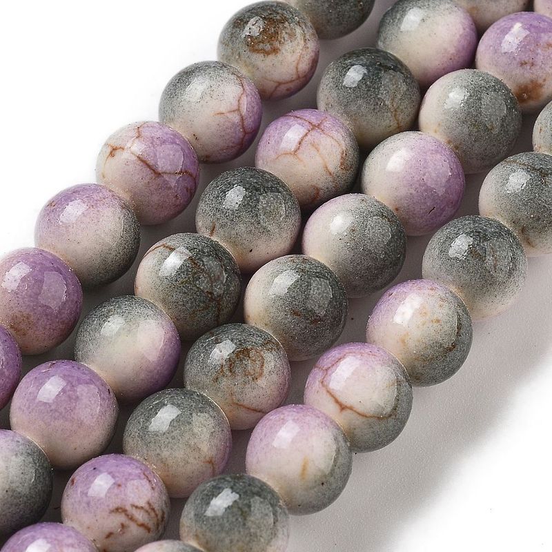Painted Stone Beads in Purple/Grey, 8mm Painted Stone Beads in Purple/Grey, 8mm