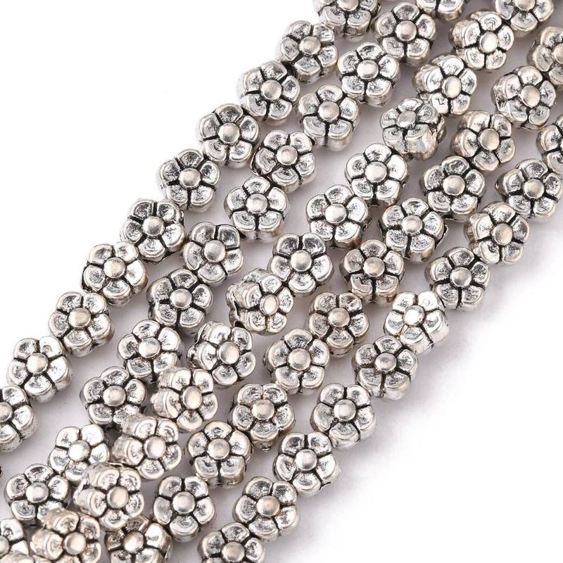 Antique Silver Tibetan Style Flower Beads, 5mm Antique Silver Tibetan Style Flower Beads, 5mm