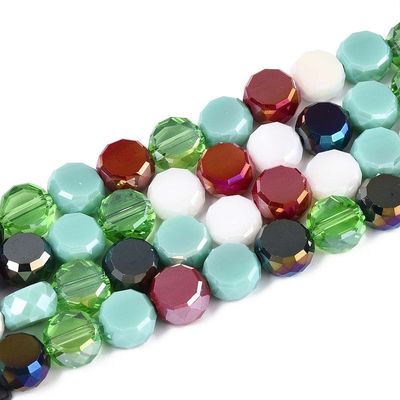Faceted Glass Coin Bead Strands, 7.5x4.5mm, Mixed Colours Faceted Glass Coin Bead Strands, 7.5x4.5mm, Mixed Colours