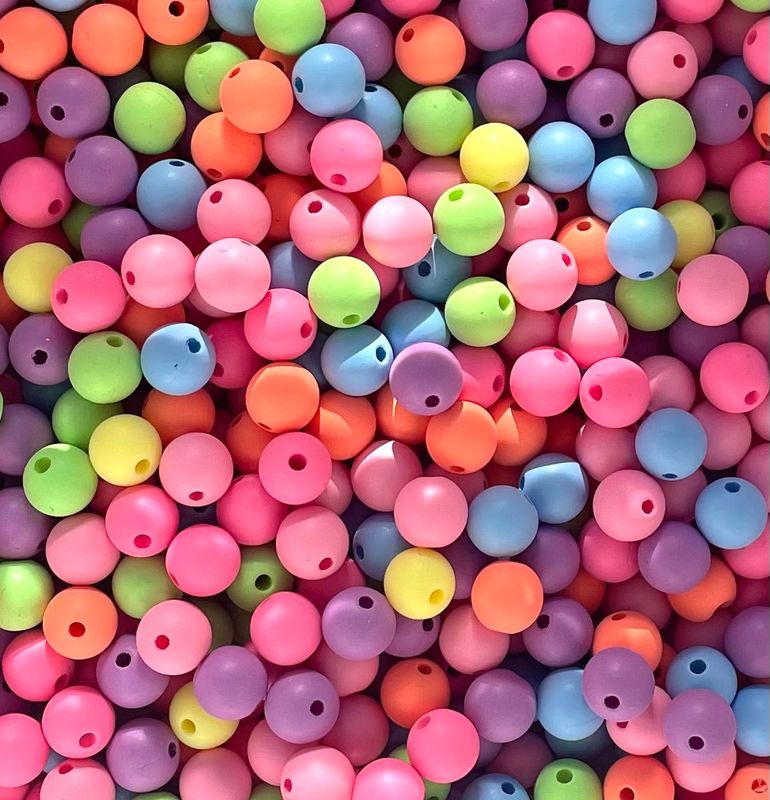 50 x 10mm Acrylic Beads, Mix Neon Colours 50 x 10mm Acrylic Beads, Mix Neon Colours