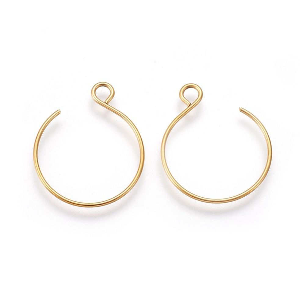 10 x Stainless Steel Balloon Ear Wires in Gold, 20mm