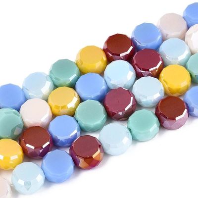 Faceted Glass Coin Bead Strands, 7.5x4.5mm, Mixed Faceted Glass Coin Bead Strands, 7.5x4.5mm, Mixed