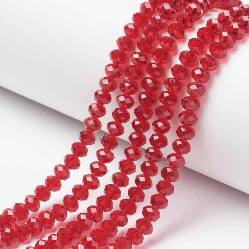 8x6mm Faceted Glass Rondelles in Red