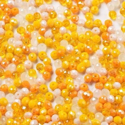 100 x 4x3mm Faceted Glass Rondelles, Mixed Yellows