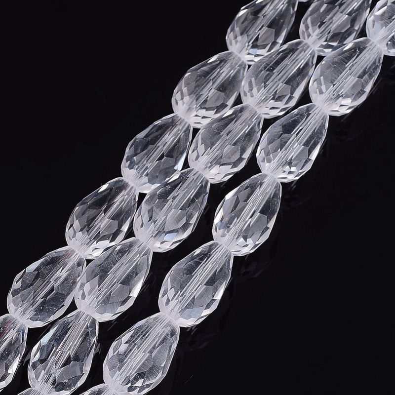 Electroplated Glass Clear  Teardrop Beads, 10x15mm