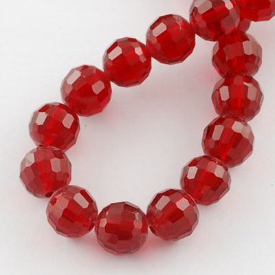 50 x Faceted Glass Beads, 8mm, Red