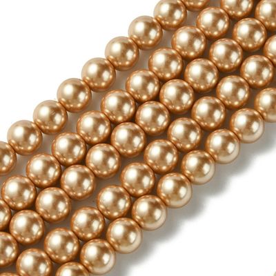 8mm Glass Pearls in Gold, 1 Strand 8mm Glass Pearls in Gold, 1 Strand