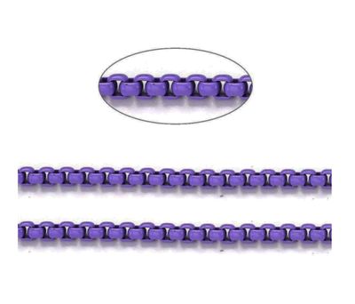 Spray Painted Box Chain, 3x2x2mm, Dark Purple