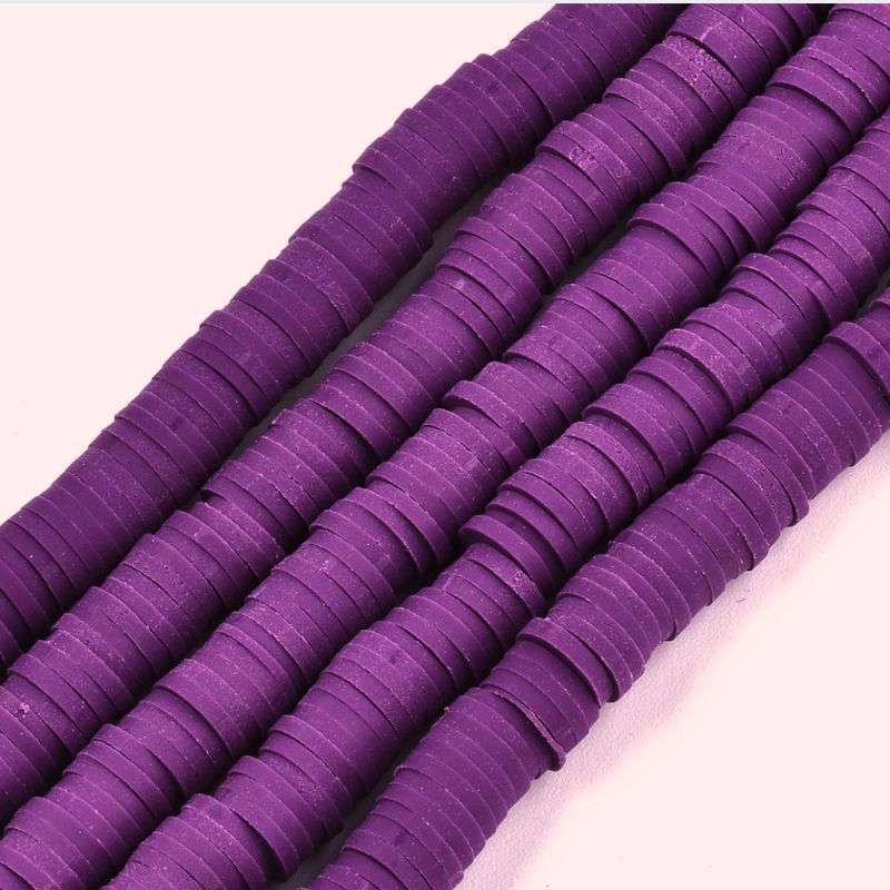 Polymer Clay Heishi Bead Strand, Dark Purple, 6mm