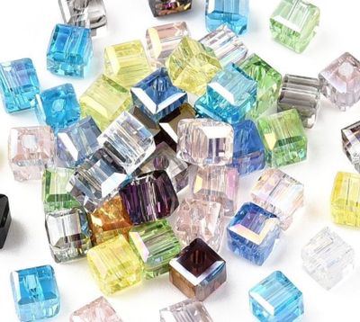 Faceted Glass Cubed Beads