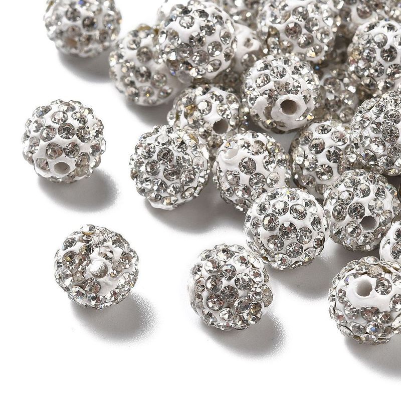10 x Crystal Clear Shamballa Beads, 10mm