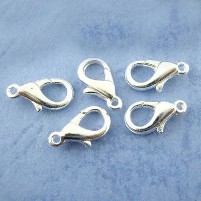 10 x Silver Plated Lobster Clasps, 12x6mm 10 x Silver Plated Lobster Clasps, 12x6mm