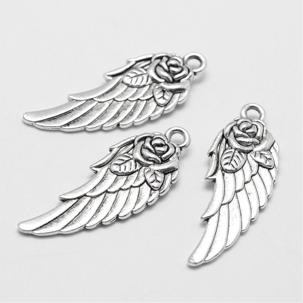 Antique Silver Wing Charm, 31x11 Antique Silver Wing Charm, 31x11