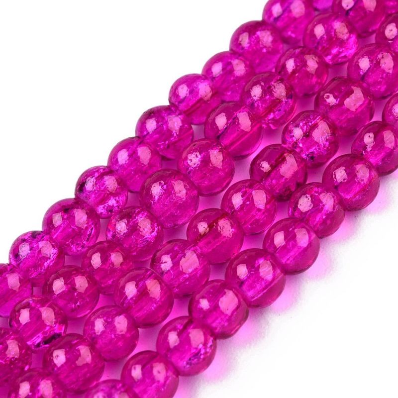 50 x 8mm Crackle Glass in Fuchsia