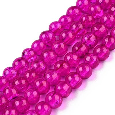 50 x 8mm Crackle Glass in Fuchsia 50 x 8mm Crackle Glass in Fuchsia