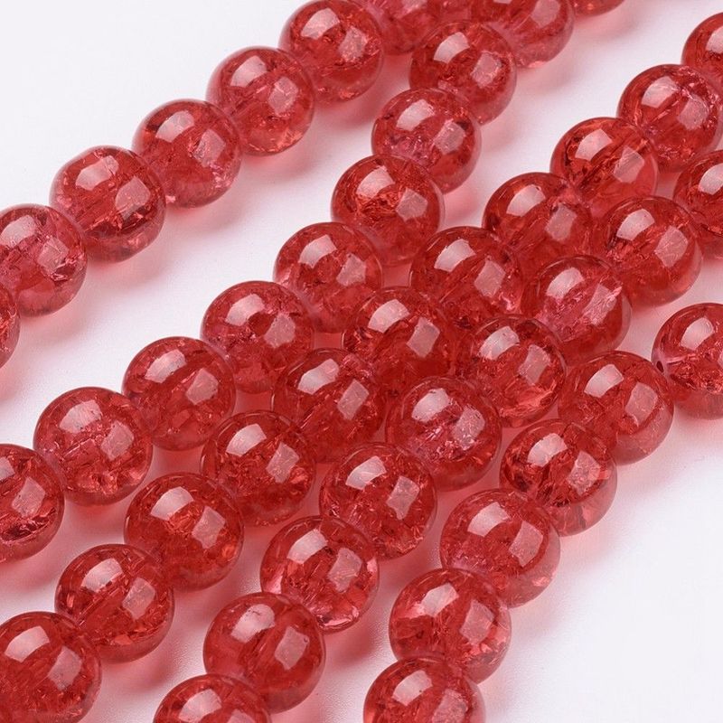 25 x 10mm Crackle Glass in Red