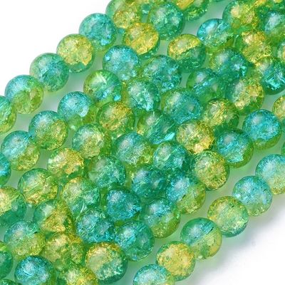 25 x 10mm Crackle Glass in Two Tone Lemon & Aqua Green 25 x 10mm Crackle Glass in Two Tone Lemon & Aqua Green