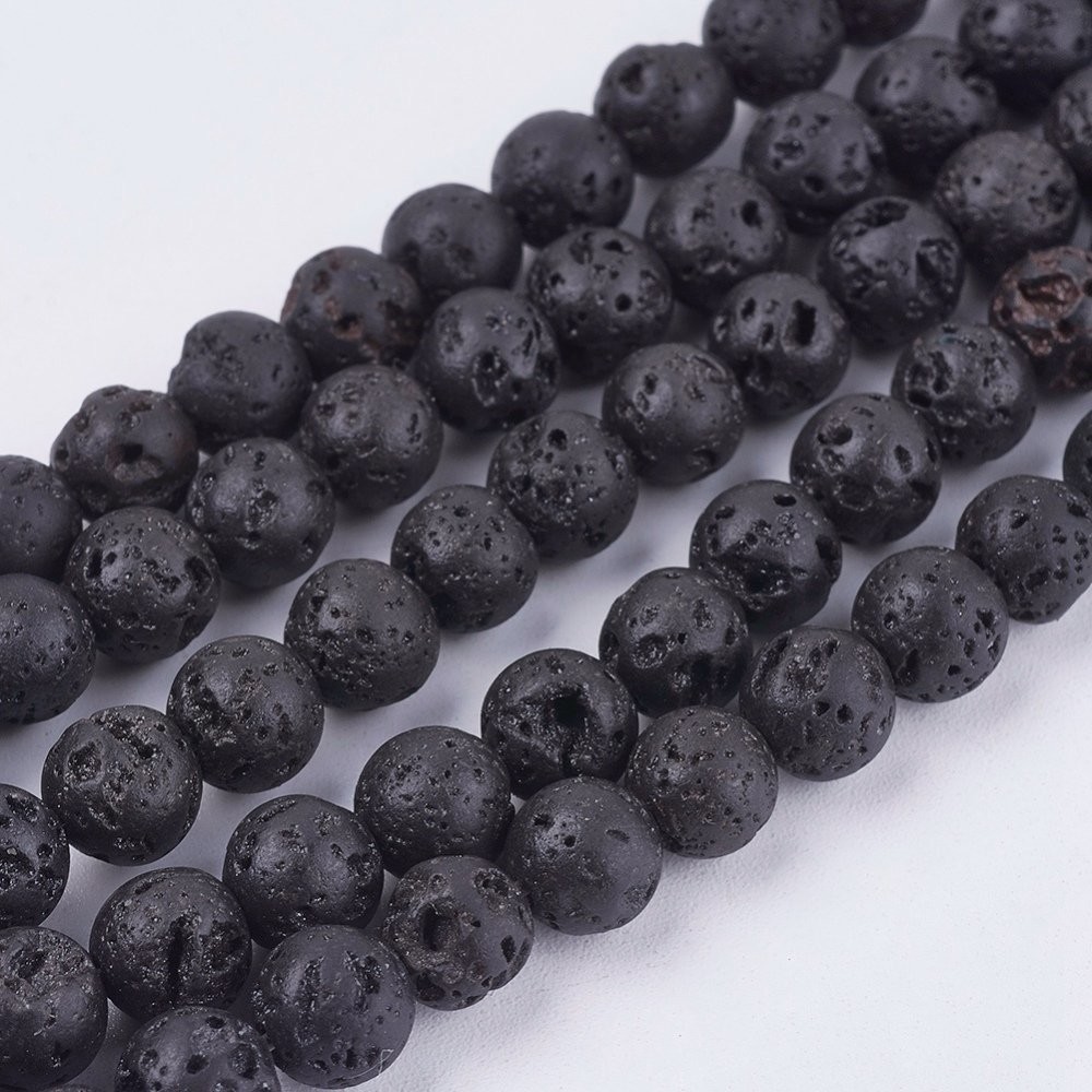 6mm Natural Lava Stone Beads, 1 Strand 6mm Natural Lava Stone Beads, 1 Strand