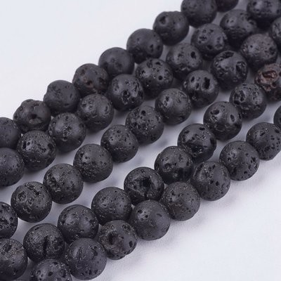 6mm Natural Lava Stone Beads, 1 Strand