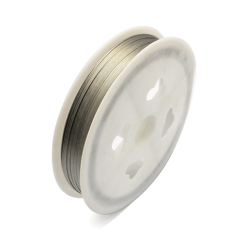 Silver Tiger Tail Beading Wire, 0.38mm, 60m