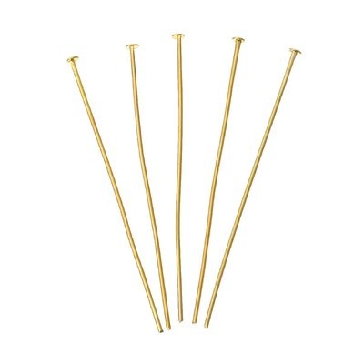 50 x Gold Plated Head Pins, 50mm 50 x Gold Plated Head Pins, 50mm