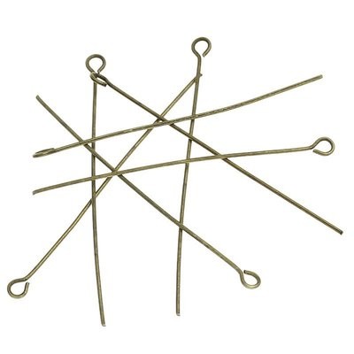 50 x Antique Bronze Plated Eye Pins, 50mm x 0.7mm (21 gauge)