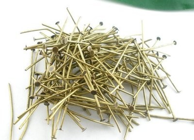 50 x Antique Bronze Plated Head Pins, 50mm x 0.7mm (21 gauge)